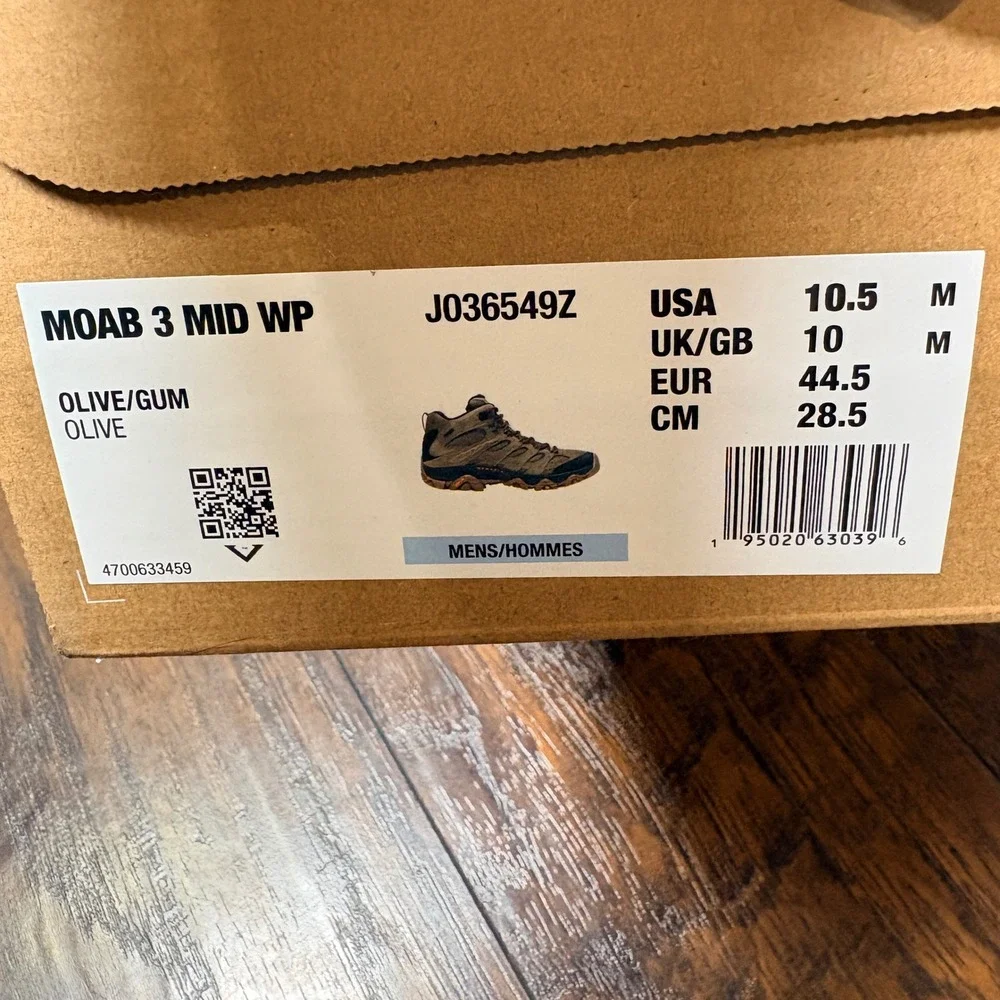 Merrell Moab 3 Mid Hiking Boots Mens 10.5 Brown Suede Vibram J035839